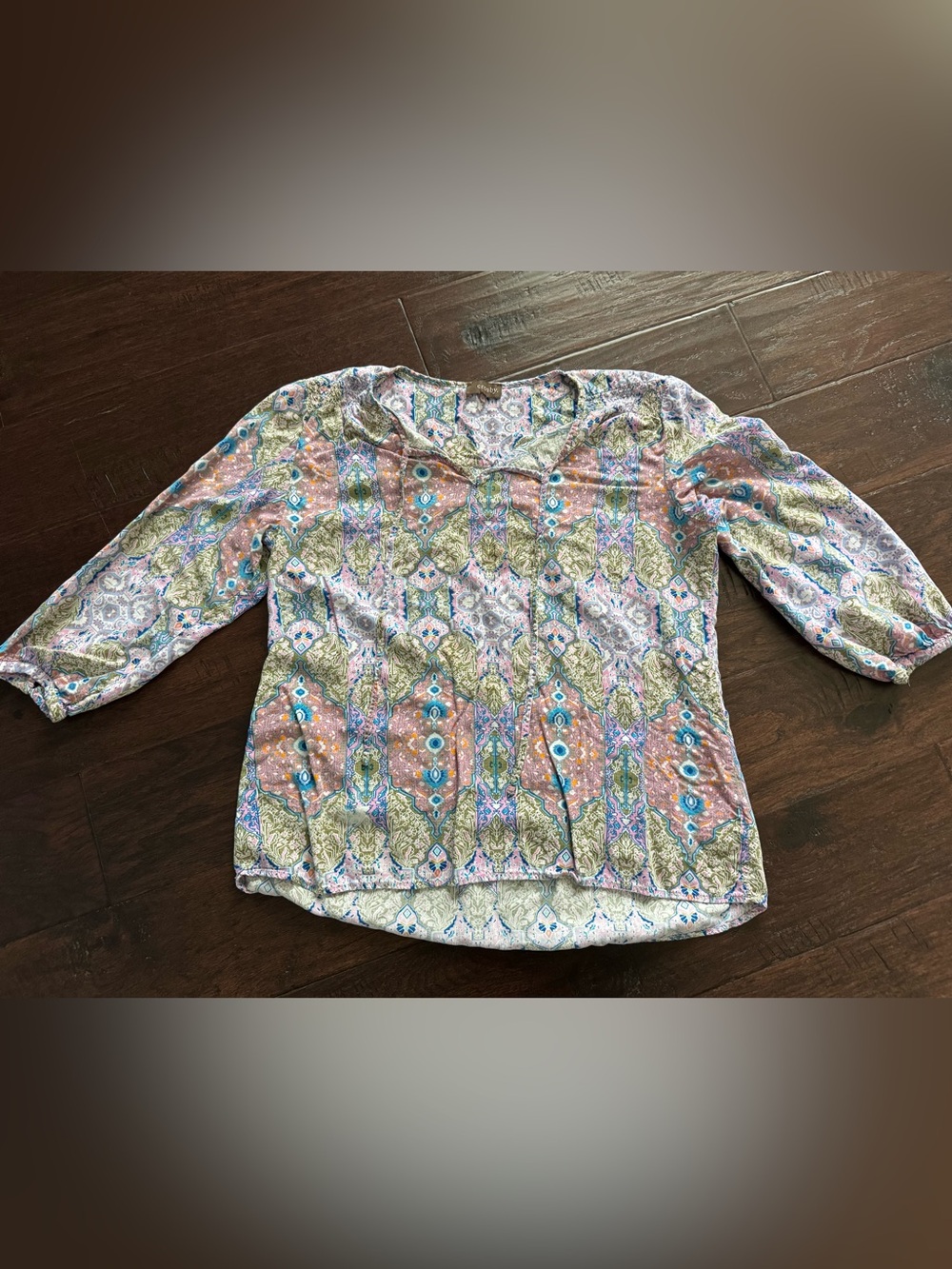 crosby. Multicolor Paisley & Geometric Scoop Neck Blouse